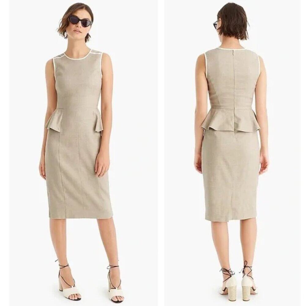 J. Crew 365 Tan Peplum Stretch Linen Size 2